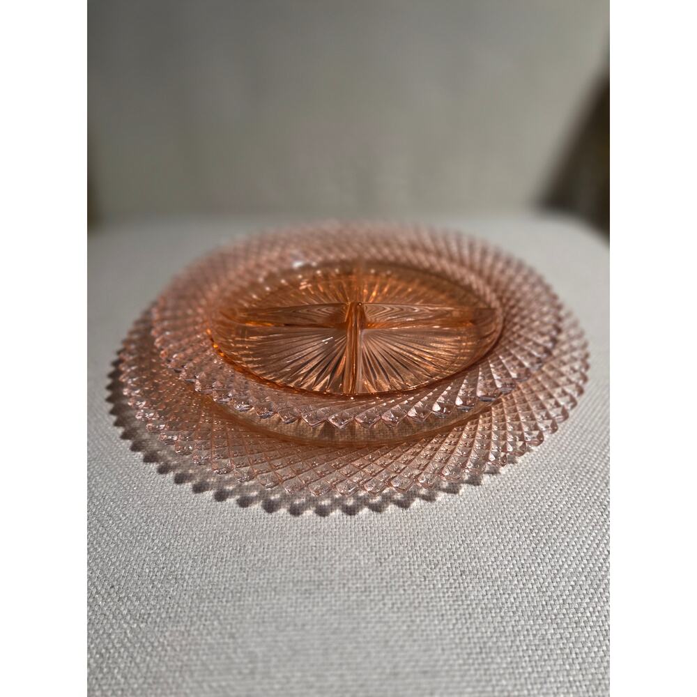 VTG Hocking Pink Miss America Depression Glass Plates Set of 2